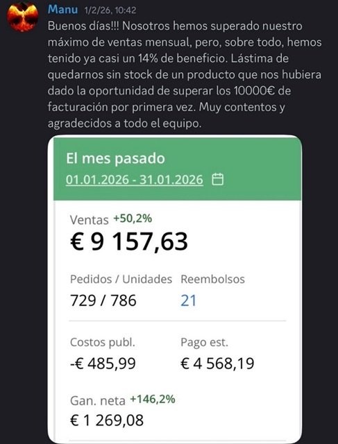 Resultados de ventas en Amazon de alumno de Amzn Elite